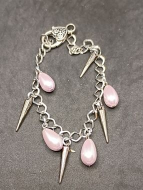 Silver Chain Bracelet with Lavender Teardrop Charms